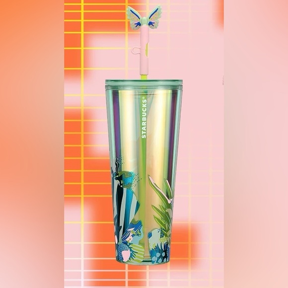 Starbucks Other - Starbucks Butterfly Canna Lily Straw Topper Iridescent Tumbler New